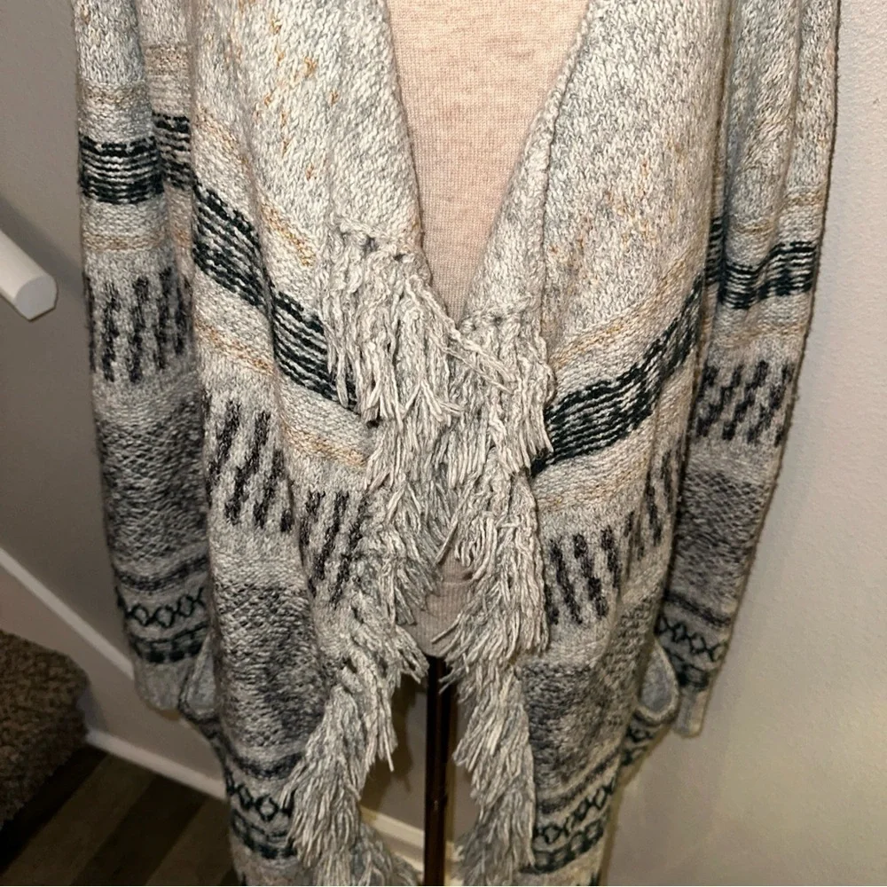 CAbi Gray and Black Patterned Cardigan